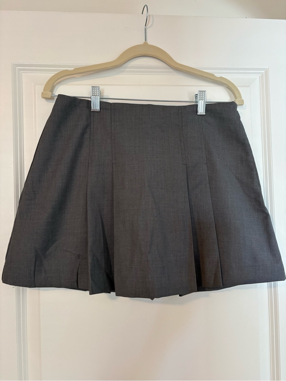 English Factory Dark Gray Pleated Mini Skirt